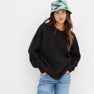 American Eagle oversized black waffle sweater